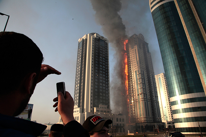 Пожар в гостиничном комплексе "Грозный-Сити"