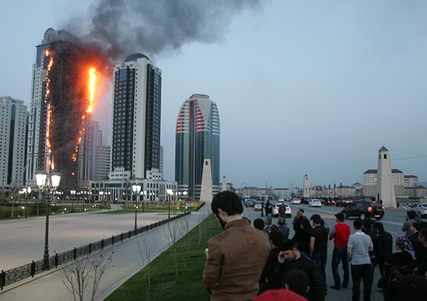Пожар в гостиничном комплексе "Грозный-Сити"