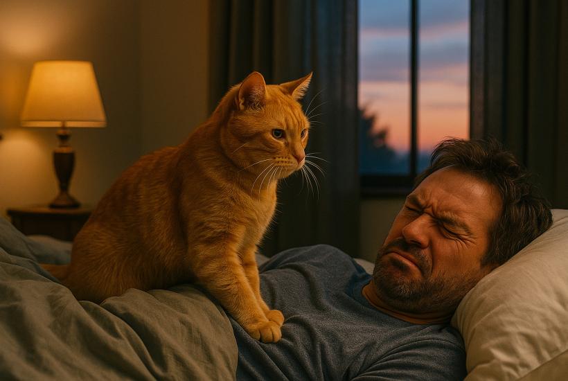 Кошка будит хозяина утром