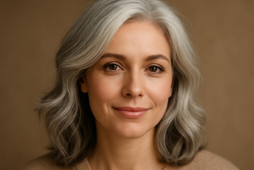 Женщина с седыми волосами