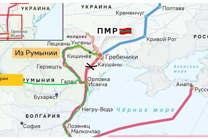 Схема поступления газа в Приднестровье с февраля 2025 года Схема поступления газа в Приднестровье с февраля 2025 года