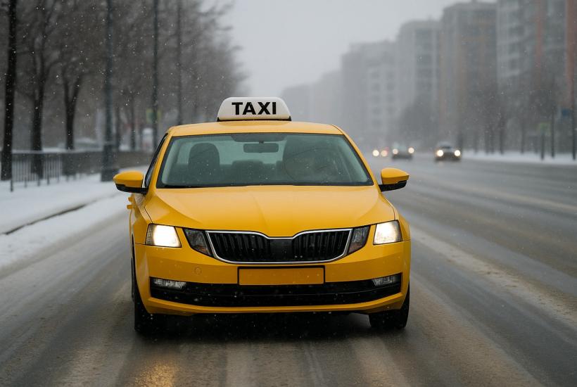 Жёлтое такси зимой