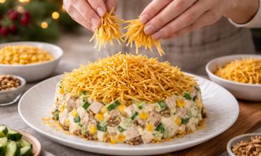 Картофель пай добавляют в салат непосредственно перед подачей