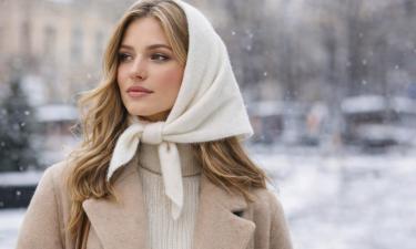 Шерстяная косынка заменяет шапки в зимних образах без вреда укладке