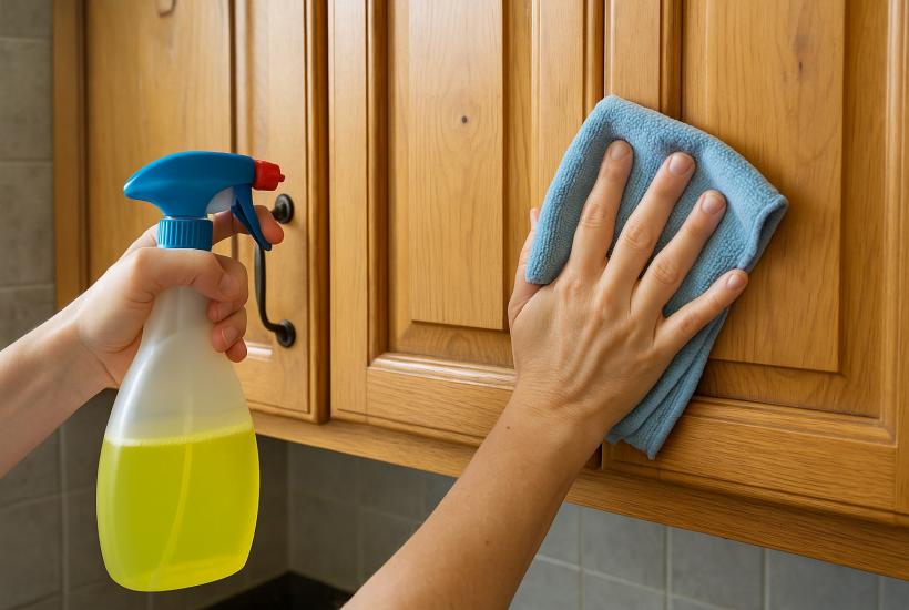 Чистка деревянных кухонных шкафов