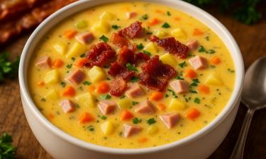 Бекон хрустит, сыр тянется, а жизнь становится вкуснее: суп, который согревает душу
