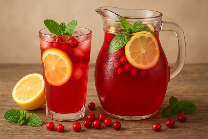 Домашний газированный напиток с брусникой