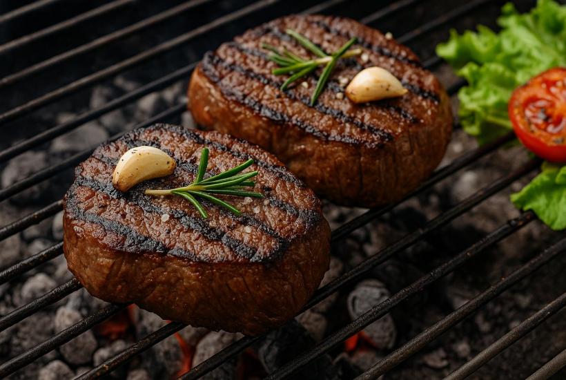 Стейки из говядины на углях