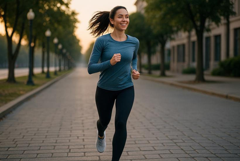 Утренняя пробежка по аллее на рассвете