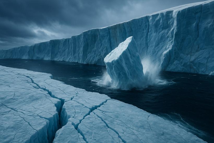 Ледник с откалывающимся айсбергом