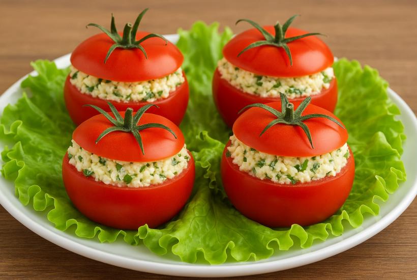 Фаршированные помидоры с сыром и чесноком