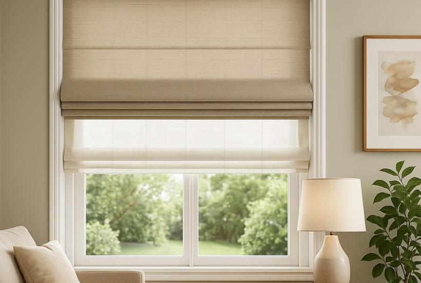 Римские шторы в гостиной