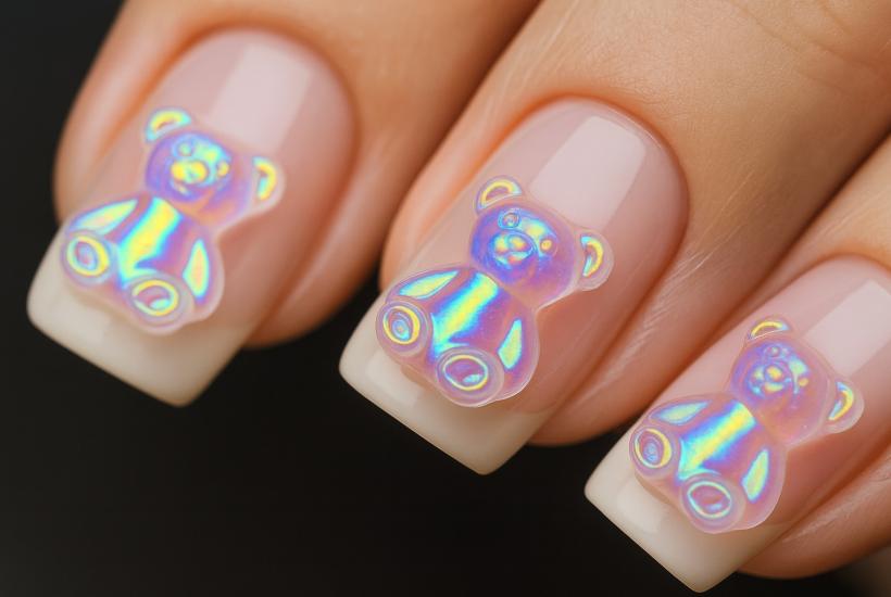 Желейный маникюр медвежата