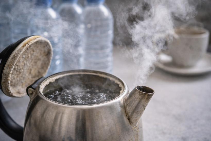 Кипящий чайник в накипи