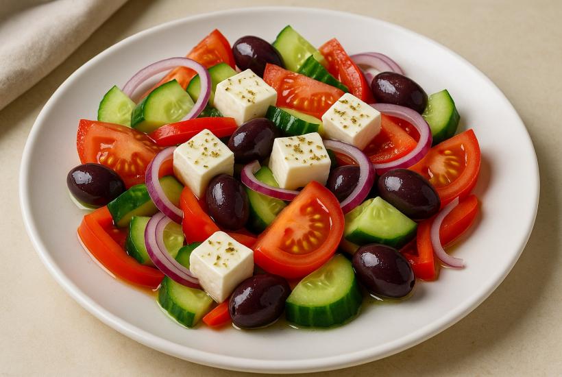 Греческий салат с оливками и фетой