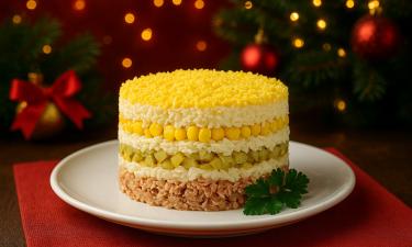 Комбинация тунца и сыра усиливает вкус салата "Рыбка"