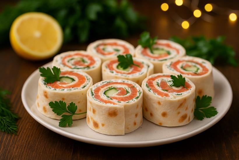 Роллы из лаваша с красной рыбой