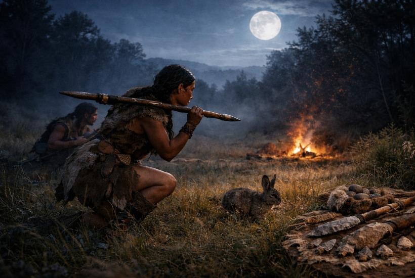 Женщины охотятся в древности