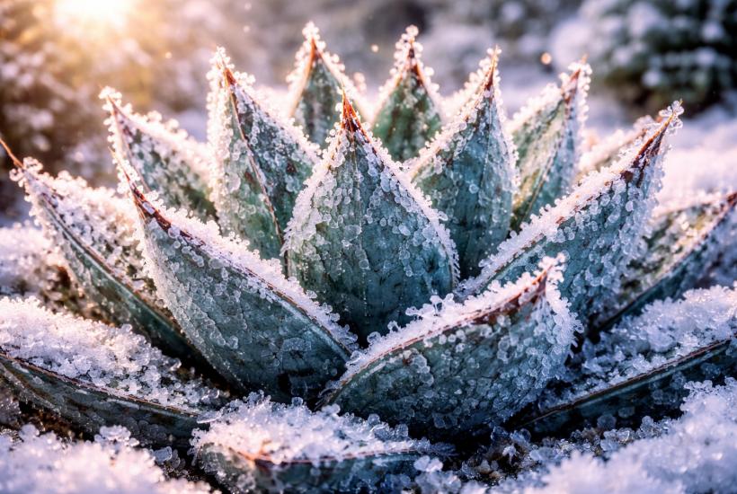 Замороженная агаве зимним утром