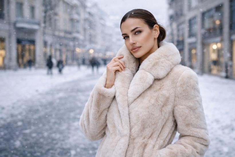 Девушка в молочной шубе