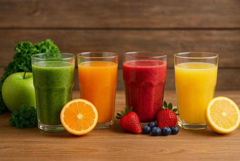 Соки и смузи на столе