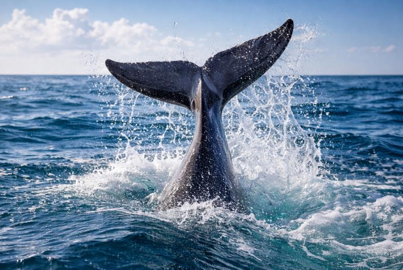 Хвост дельфина над водой