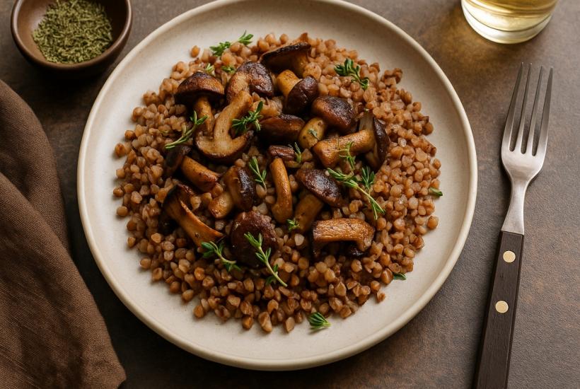 Гречневая каша с грибами и настоем чабреца