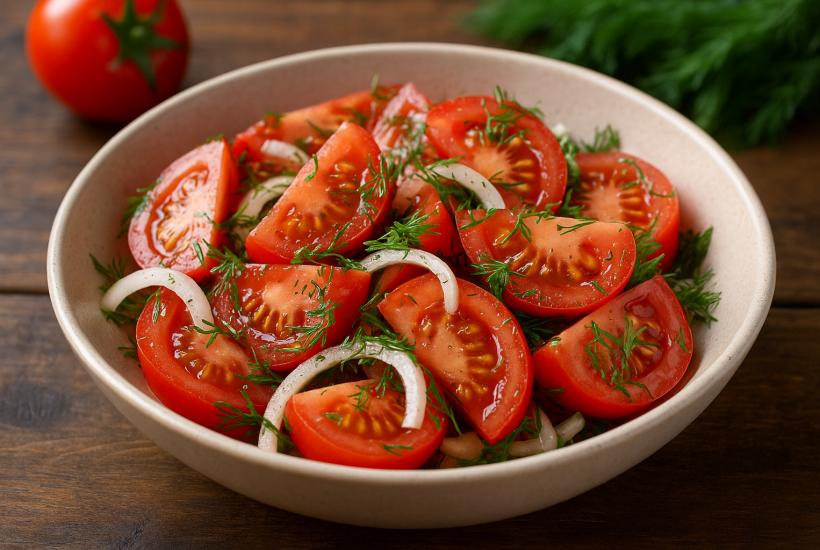 Салат из помидоров с луком и укропом