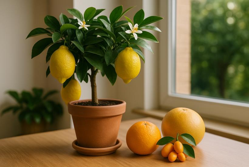 лимонное дерево в горшке