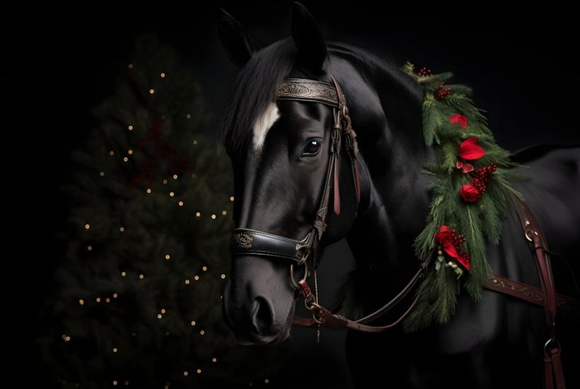 Крупный план красиво украшенной лошади