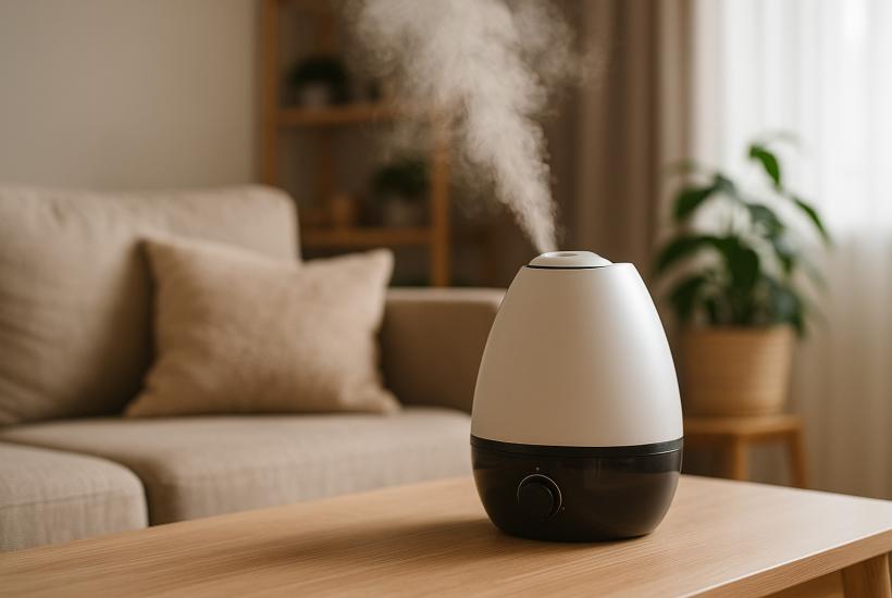 Увлажнитель на столе в гостиной
