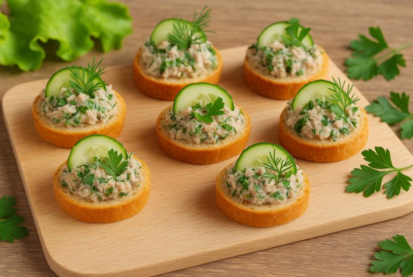 Мини-бутерброды с тунцом и зеленью