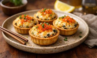 Ленивые суши в тарталетках с крабовыми палочками и сыром