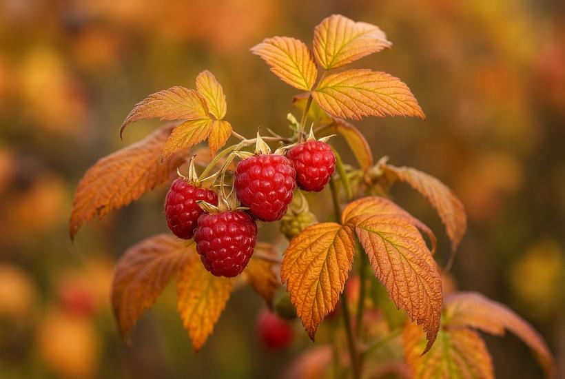 Ремонтантная малина осенью