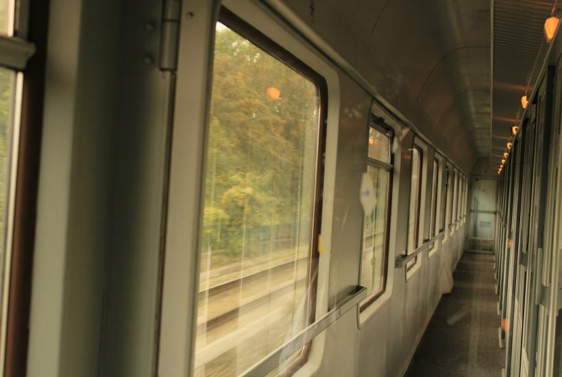 Поезд в движении (вид из окна)