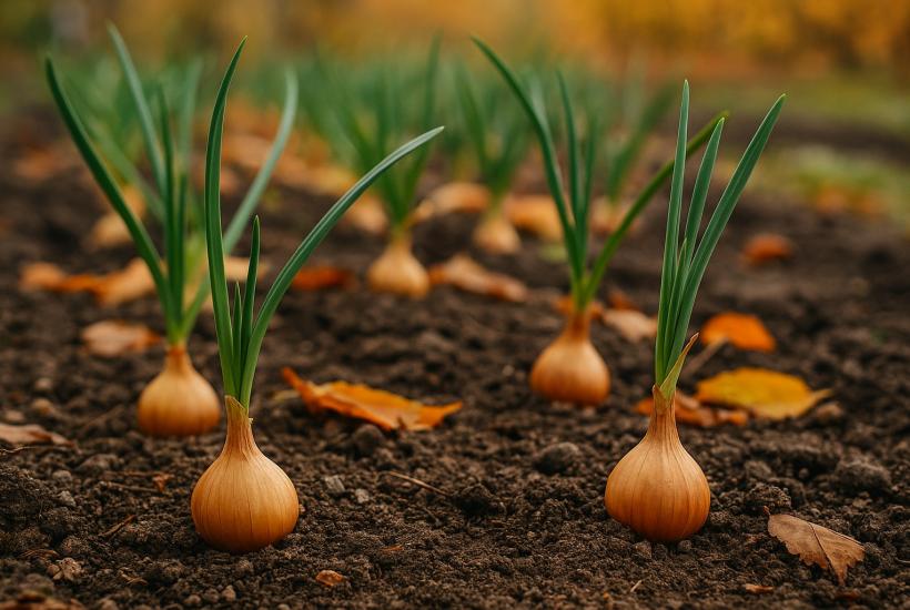 Лук под зиму на грядке