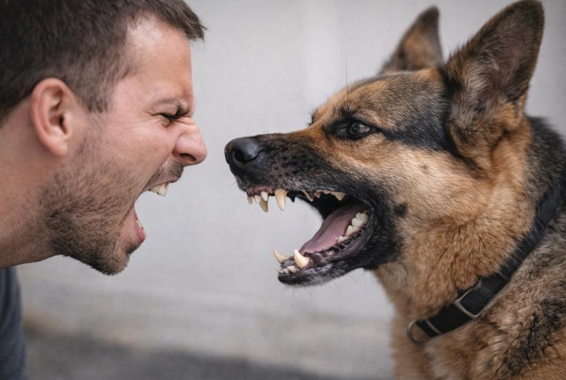 Человек с собакой агрессируют
