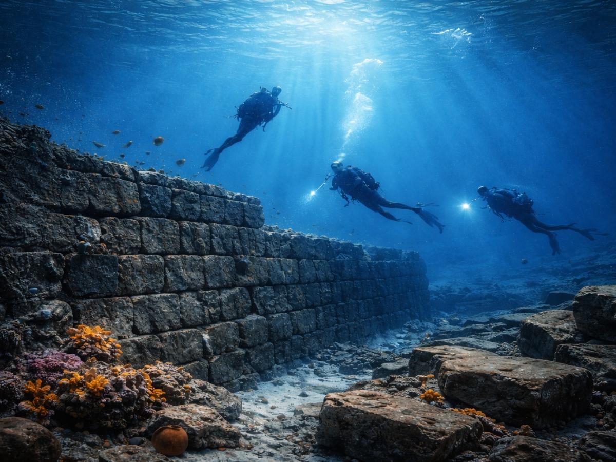 Стена затонувшего города найдена у Иль-де-Сен геолог Ив Фуке