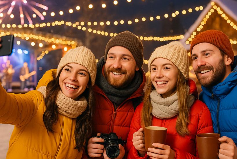 Туристы на зимнем фестивале