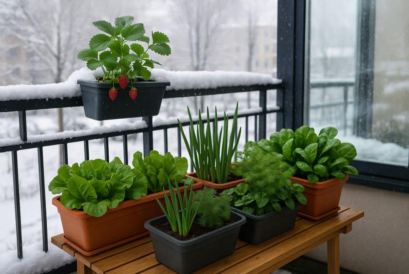 Мини-огород на балконе зимой