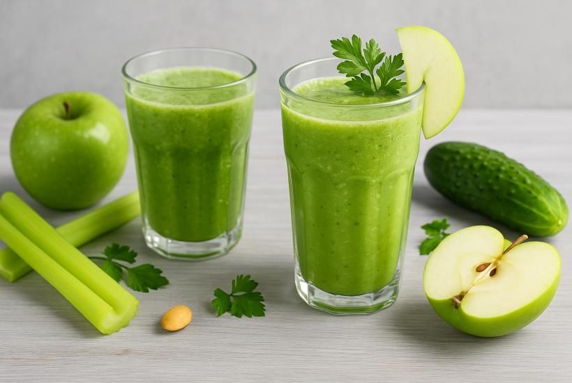 Зелёный коктейль с сельдереем и яблоком