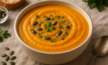 Добавление сливок придаёт тыквенномy супу нежную текстуру повара
