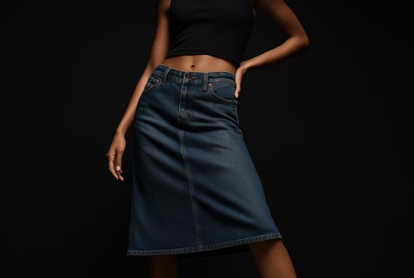 Джинсовая юбка миди