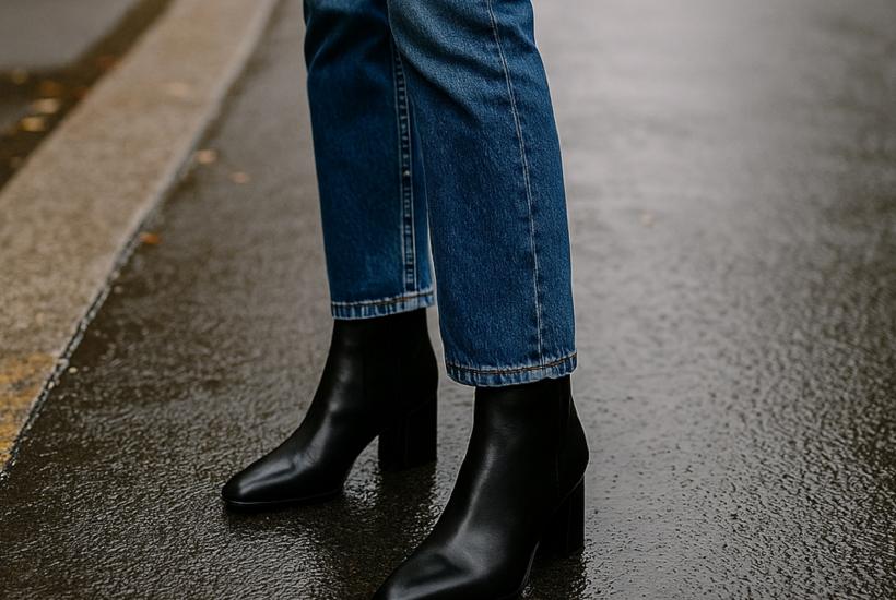 Женщина в джинсах и ботильонах