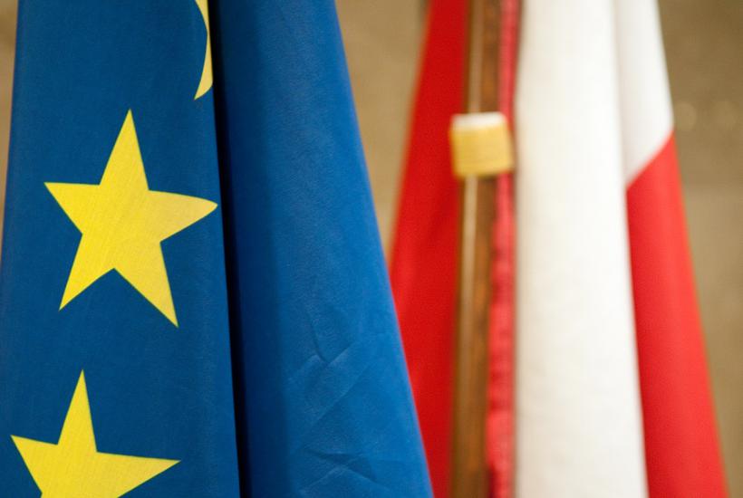 Государственные флаги Польши и ЕС Государственные флаги Польши и ЕС