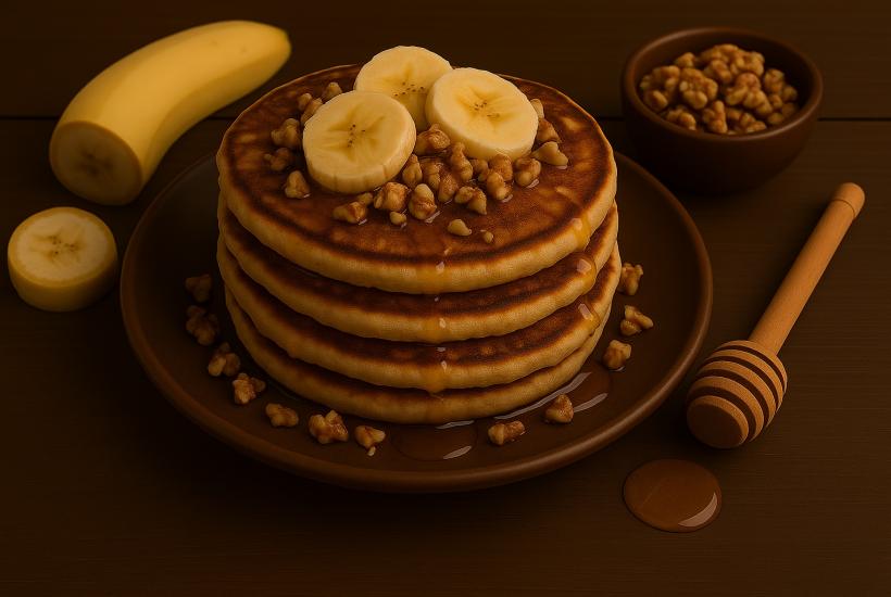 Банановые панкейки с ореховой крошкой