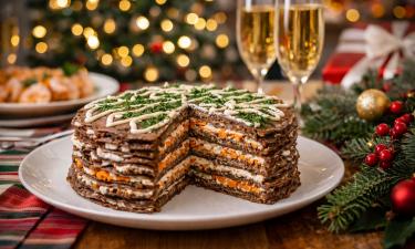 Печёночный торт готовят из тонких блинчиков