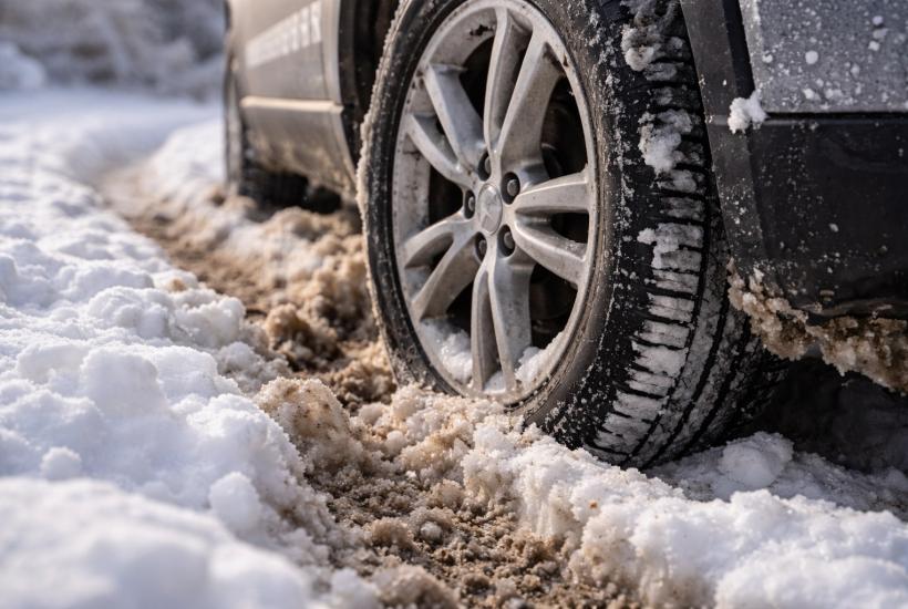 Колесо в зимней колее