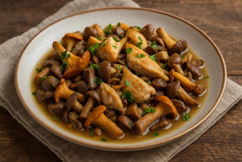 Жаркое из курицы с дикорастущими грибами