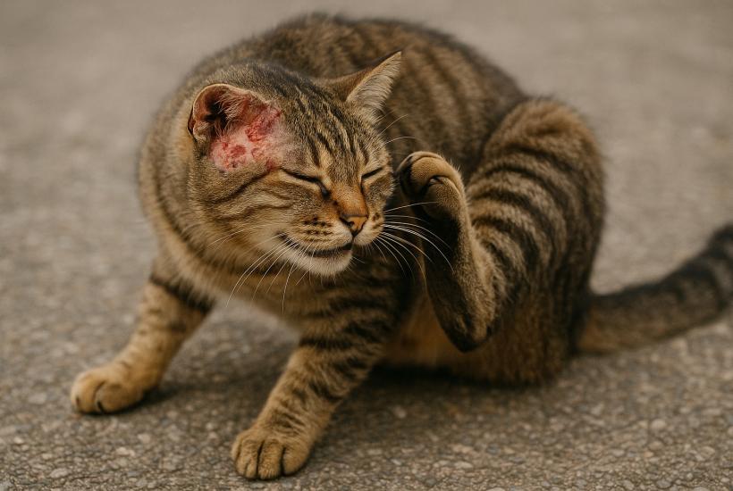 Кошка чешется